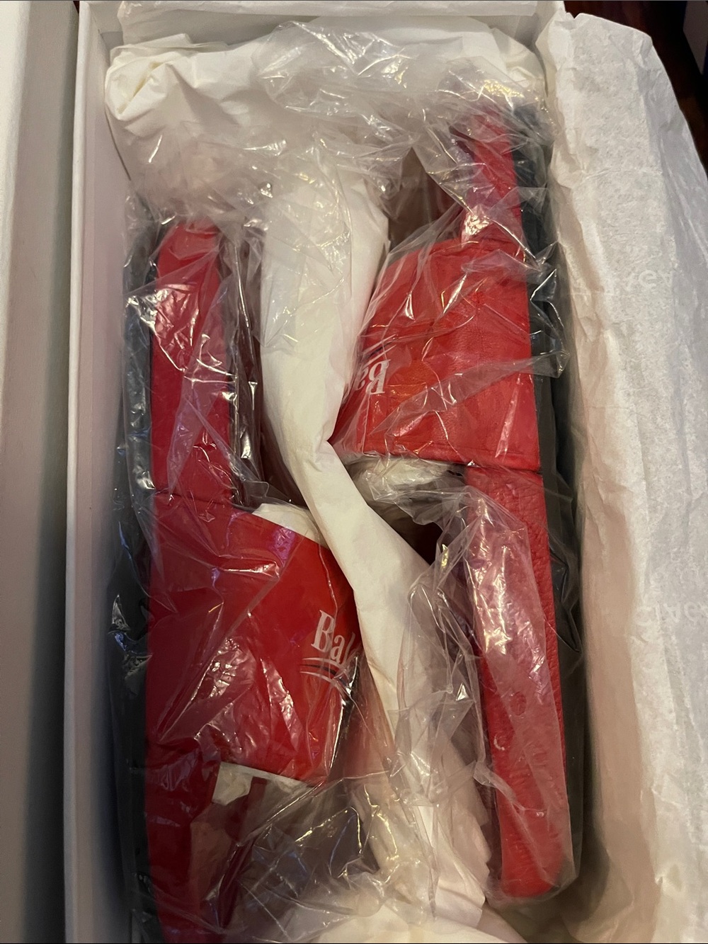 Balenciaga Red Logo Slide Sandals for Women